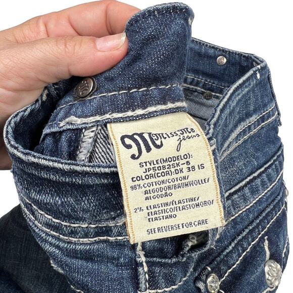 Miss Me Skinny Low Rise Jeans Y2K Wings Bling Rhinestones Embellished Womens 25 - Picture 8 of 8